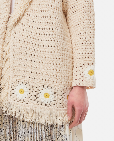 Shop Alanui Daisy Cotton Crochet Cardigan In White