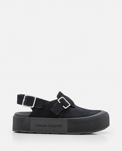 Shop Alexander Mcqueen Leather Sandal In Black