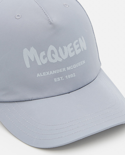 Shop Alexander Mcqueen Hat Tonal Graffiti B In Clear Blue