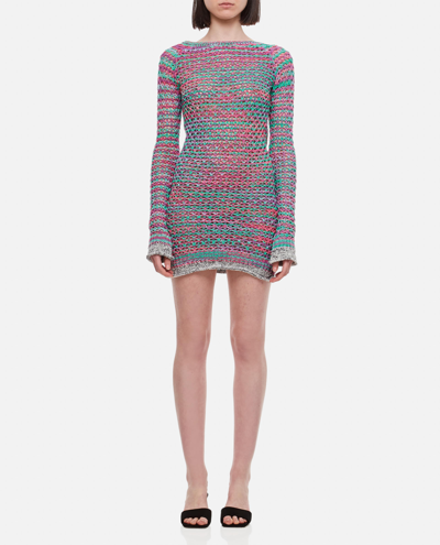 Shop Attico Cotton Crochet Mini Dress In Multicolour