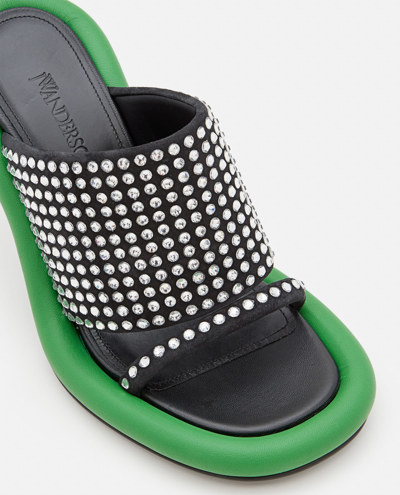Shop Jw Anderson 90mm Bumper Strass Mules In Green