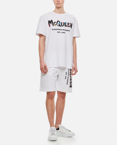 Shop Alexander Mcqueen Cotton Watercolor T-shirt In White