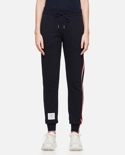 Shop Thom Browne Cotton Jersey Trousers In Blue
