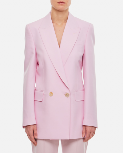 Shop Alexander Mcqueen Wool Double Breasted Jacket In Pink