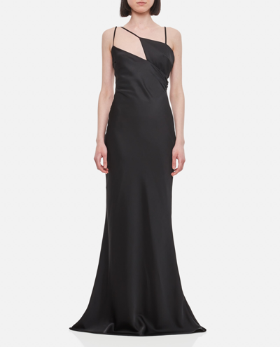 Shop Attico Malvi Asymmetric Maxi Dress In Black