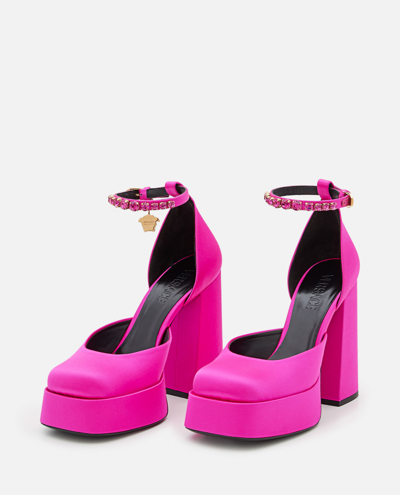 Versace Elevated Block Heel Pump In Pink
