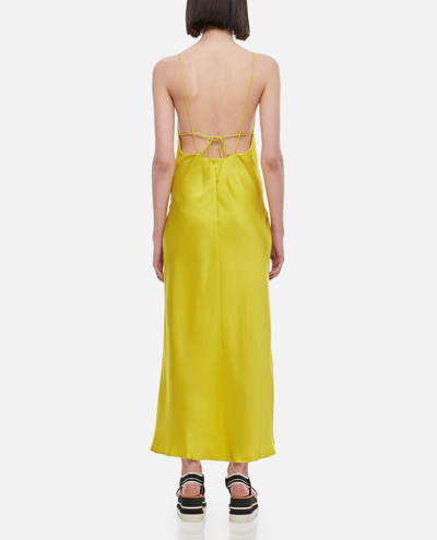Shop Stella Mccartney Viscose Satin Midi Dress In Yellow