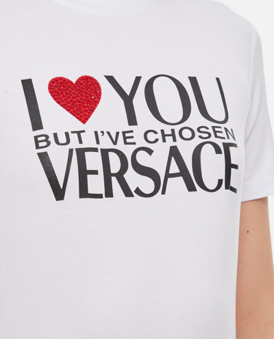 Shop Versace I Love You Jersey T-shirt In White