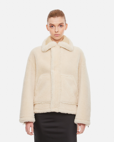 Shop Jacquemus Le Manteau Pastre Shearling Coat In White