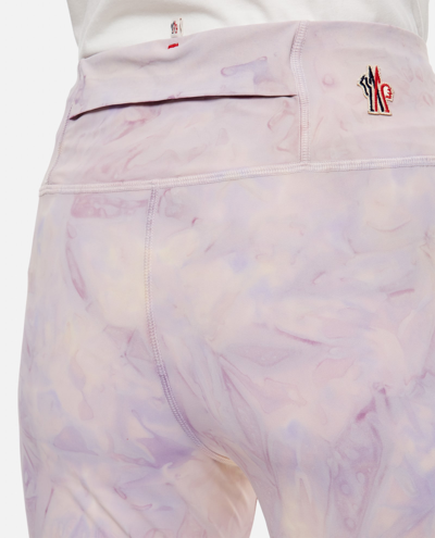 Moncler Abstract Pattern Leggings In Purple