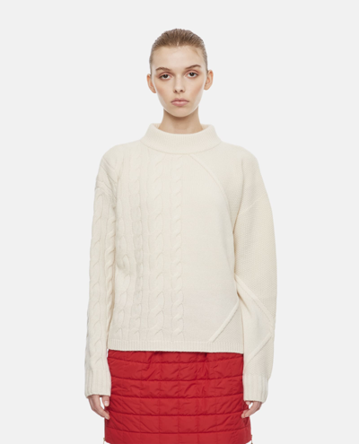 Shop Max Mara Wool Cashmere Mix Braided Knit Sweater In White