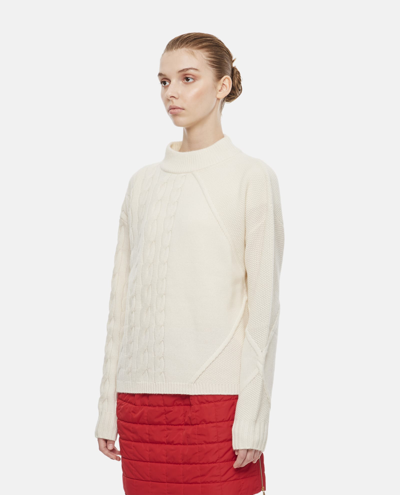 Shop Max Mara Wool Cashmere Mix Braided Knit Sweater In White