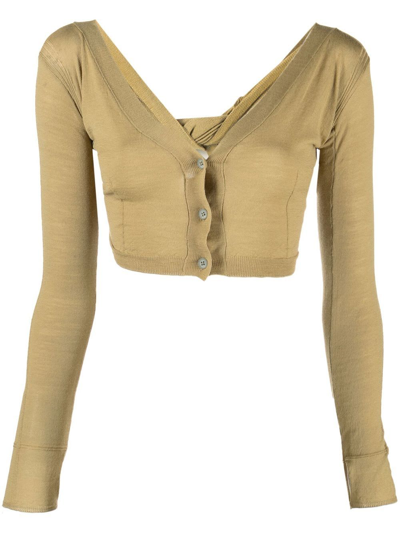 Shop Jacquemus Soli Cropped Top In Brown