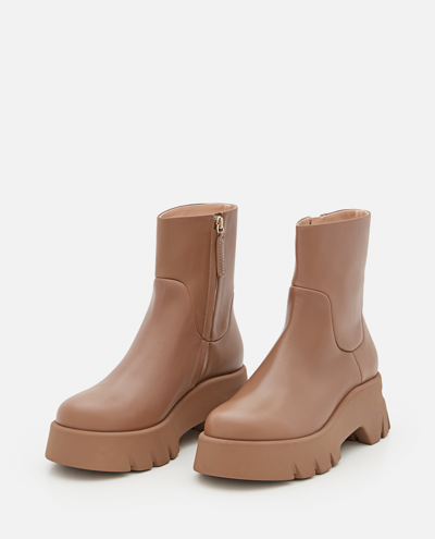 Shop Gianvito Rossi Platform Leather Ankle Boots In Brown