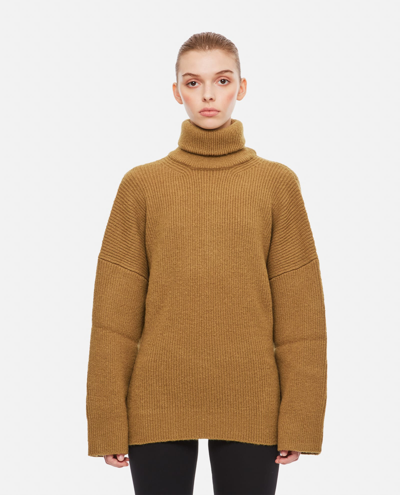 Shop Attico Grace Oversize Wool Sweater In Brown