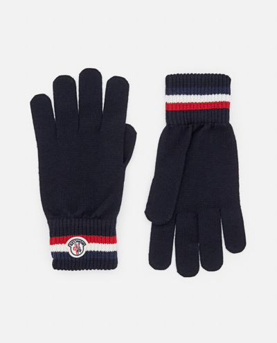 Shop Moncler Wool Gloves In Blue
