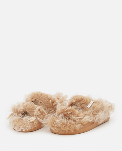 Shop Alexander Mcqueen Fur Sandals In Beige
