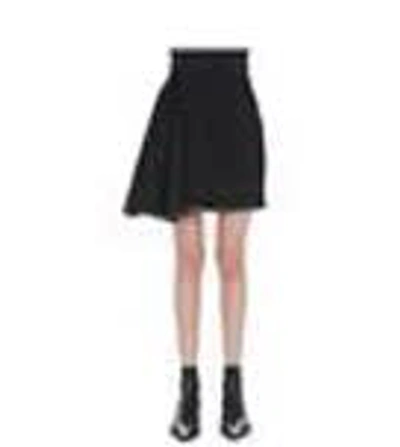 Shop Alexander Mcqueen Asymmetric Denim Skirt In Black