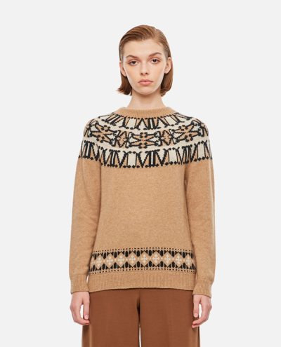 Shop Max Mara Crewneck Camel Trudy Sweater In Brown
