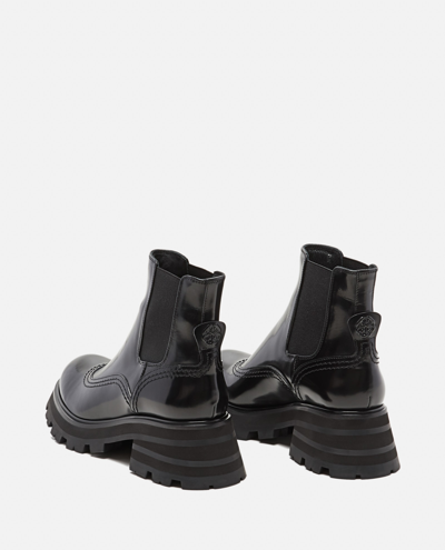 Shop Alexander Mcqueen Chunky Polished Leather Chelsea Boots In Black