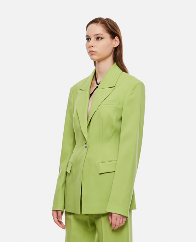 Shop Attico Gabardine Blue Blazer In Green