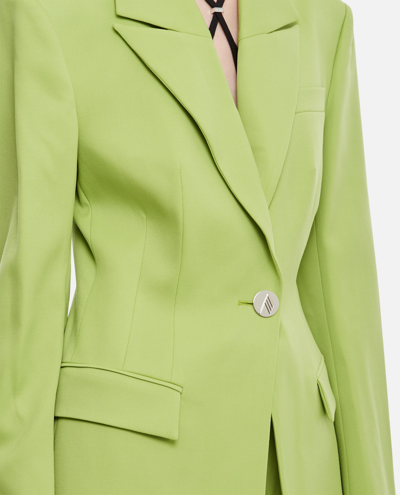 Shop Attico Gabardine Blue Blazer In Green