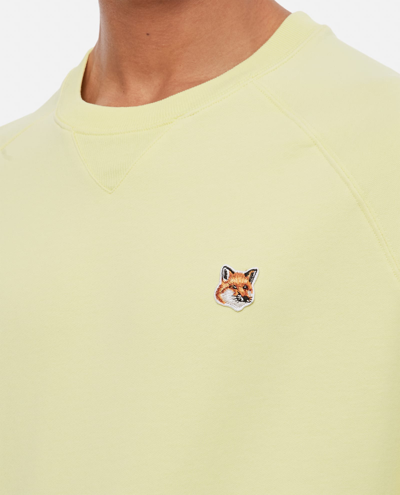 Shop Maison Kitsuné Fox Head Cotton Sweatshirt In Yellow