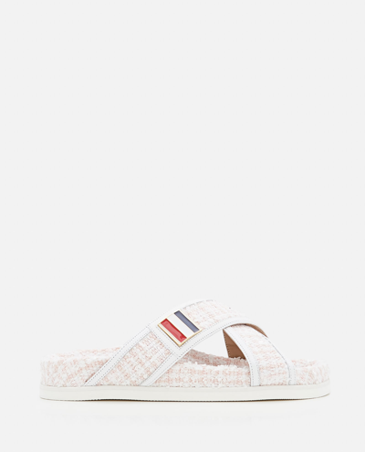 Shop Thom Browne Criss Cross Tweed Sandals In White