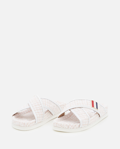 Shop Thom Browne Criss Cross Tweed Sandals In White