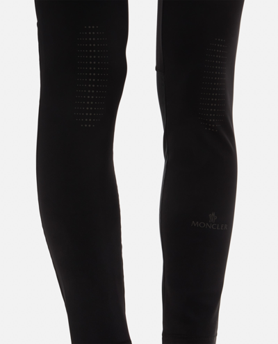 Moncler Grenoble Black Leggings With Zipped Pocket In Stretch Polyamide Woman In Black