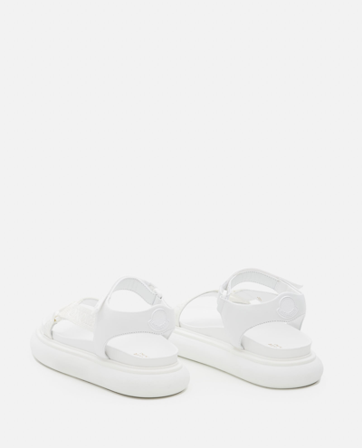 Moncler Catura Womens Leather Ankle Strap Slingback Sandals In Red
