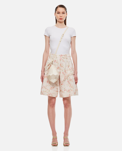 Shop Simone Rocha Wide Leg Shorts With Frill Detail In Pink
