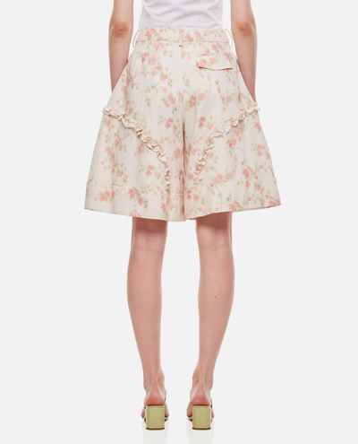 Shop Simone Rocha Wide Leg Shorts With Frill Detail In Pink