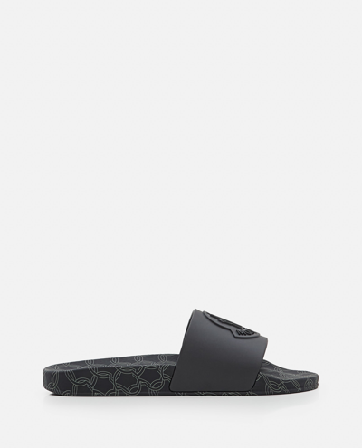 Shop Moncler Jeanne Slides Shoes In Black