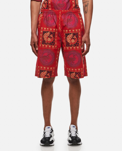 Shop Needles Basketball Printed Shorts In Red