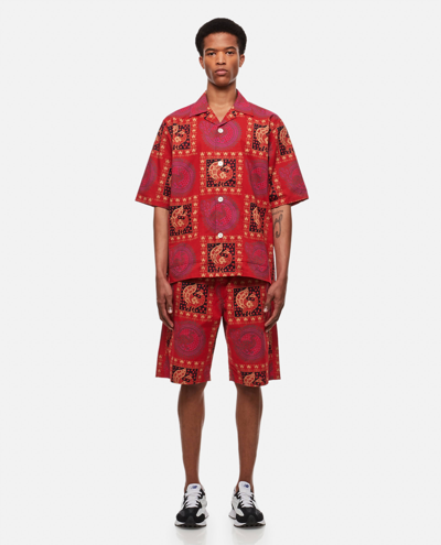 Needles Batik-print Cotton Knee-length Shorts In Red