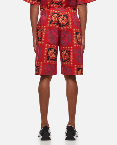 Needles Batik-print Cotton Knee-length Shorts In Red