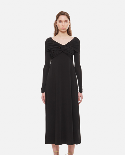 Shop Khaite Cerna Viscose Jersey Dress In Black