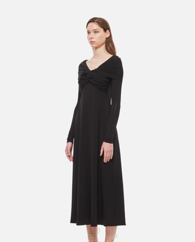 Shop Khaite Cerna Viscose Jersey Dress In Black