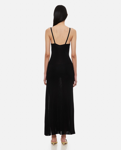 Shop Ami Alexandre Mattiussi Viscose Knitted Long Dress In Black