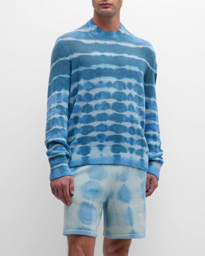 Shop Amiri Men's Open Stitch Tie-dye Sweater In Blue