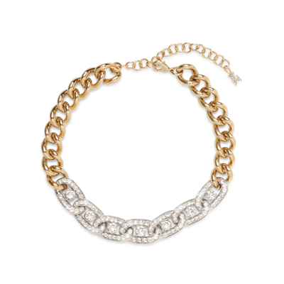 Shop Amina Muaddi Matthew Choker Gold Crystal Necklace