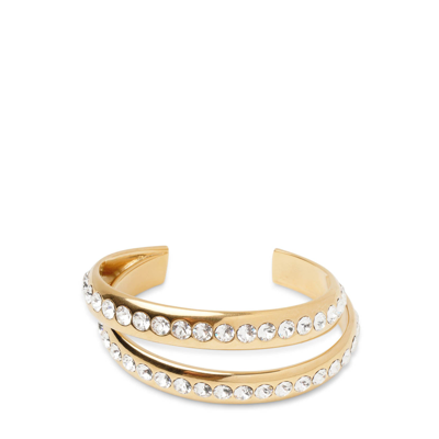 Shop Amina Muaddi Jahleel Bangle Gold White Crystal Bracelet