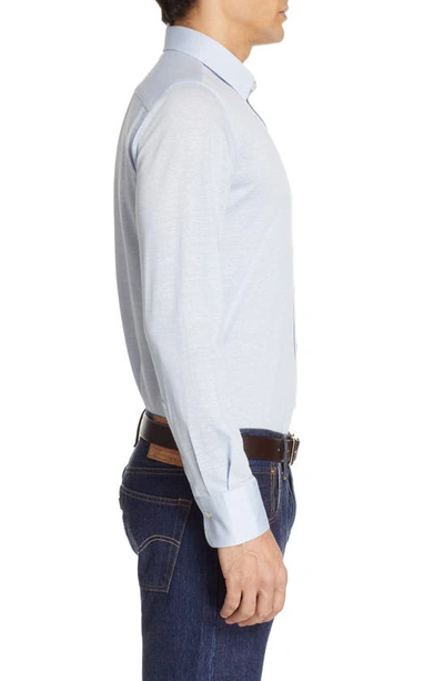 Shop Canali Solid Regular Fit Cotton & Linen Sport Shirt In Light Blue