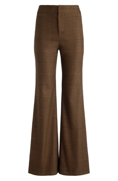 Shop Alice And Olivia Deanna Glen Plaid Bootcut Pants In Camel/ Black