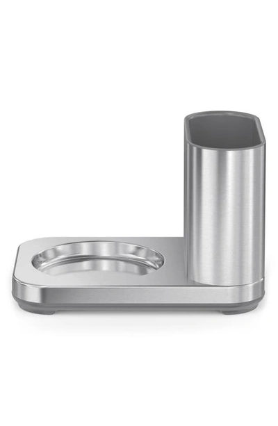 Simplehuman 14oz Sensor Pump, Touch-free Hand Soap Dispenser With Sponge Caddy In Brushed Stainless Steel