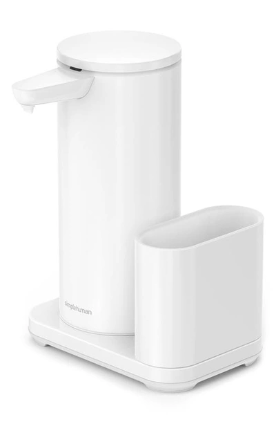 Simplehuman 14oz Sensor Pump, Touch-free Hand Soap Dispenser With Sponge Caddy In White