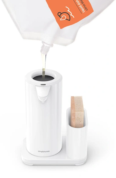Simplehuman 14oz Sensor Pump, Touch-free Hand Soap Dispenser With Sponge Caddy In White