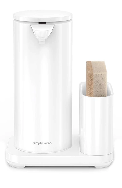 Simplehuman 14oz Sensor Pump, Touch-free Hand Soap Dispenser With Sponge Caddy In White