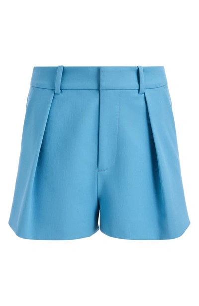 Shop Alice And Olivia Gary Pleat Front Mom Shorts In Oxford Blue